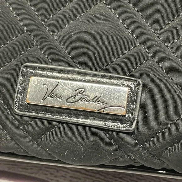 Vera Bradley Black Quilted Microfiber Shoulder Bag with Patented Leather Strap - Picture 14 of 14